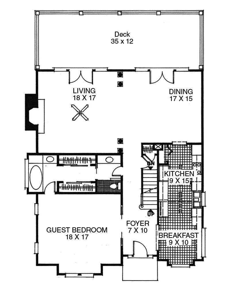 Traditional House Plan First Floor - Edgefield Narrow Lot Home 013D-0121 - Search House Plans and More