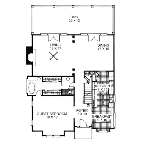 Traditional House Plan First Floor - Edgefield Narrow Lot Home 013D-0121 - Search House Plans and More