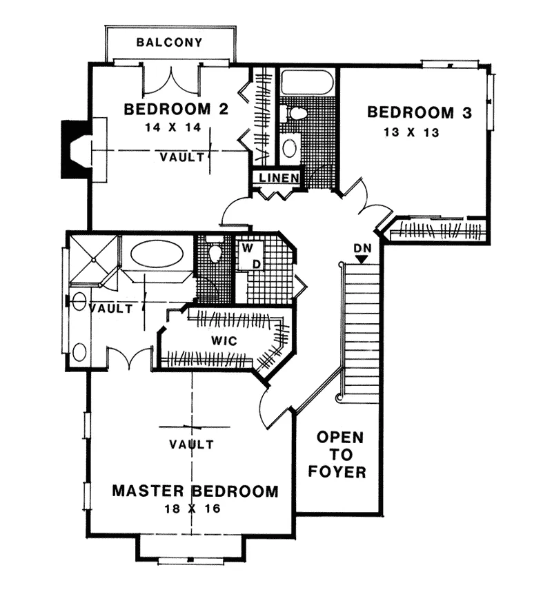 Traditional House Plan Second Floor - Edgefield Narrow Lot Home 013D-0121 - Search House Plans and More
