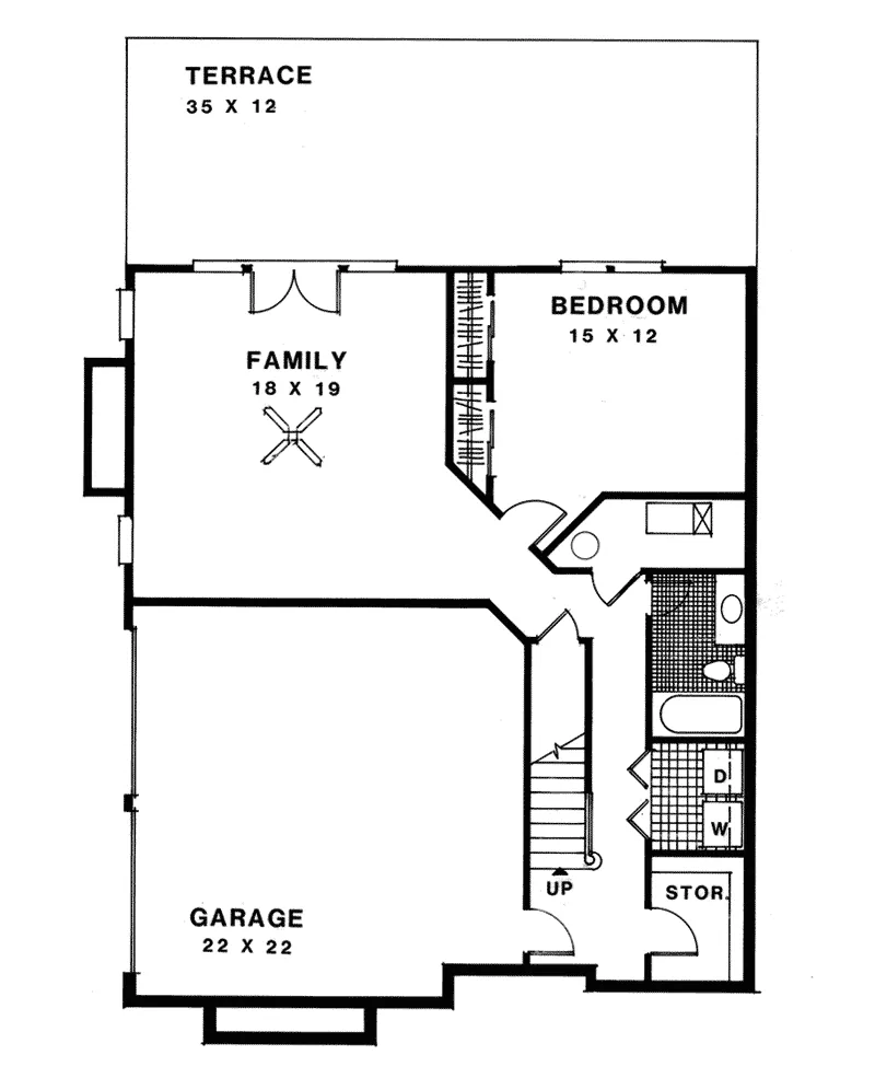 Sunbelt House Plan Lower Level Floor - Edgefield Narrow Lot Home 013D-0121 - Search House Plans and More