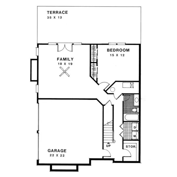 Traditional House Plan Lower Level Floor - Edgefield Narrow Lot Home 013D-0121 - Search House Plans and More