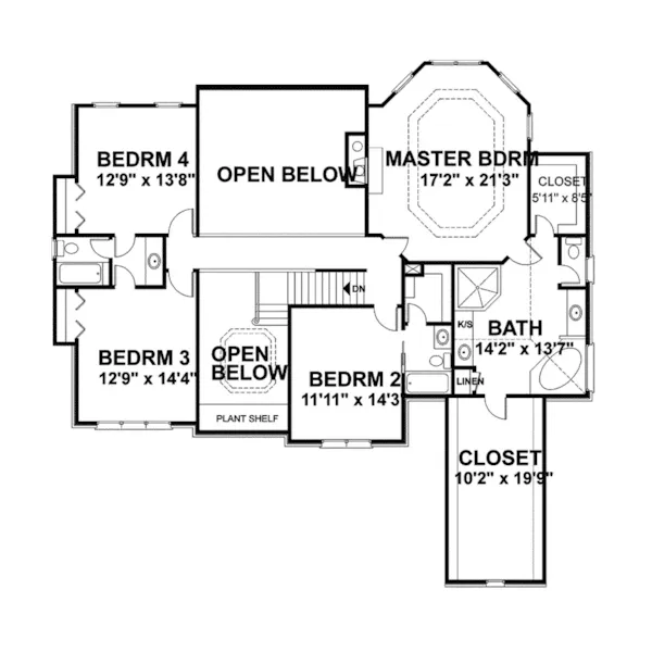 Greek Revival House Plan Second Floor - Nuberg Traditional Home 013D-0122 - Shop House Plans and More