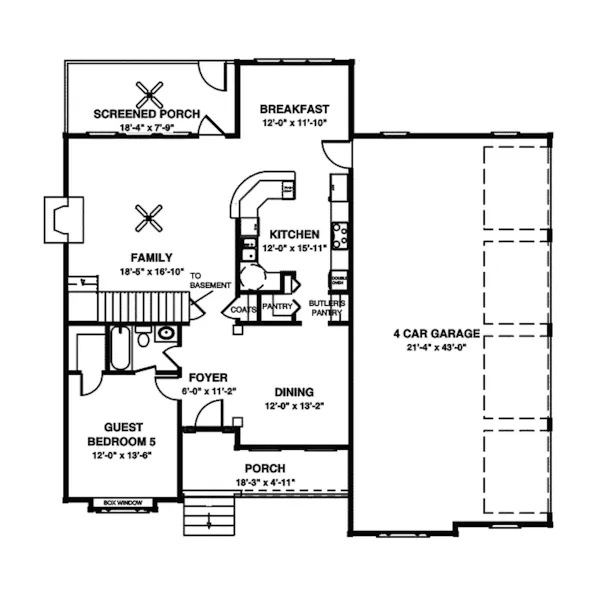 Traditional House Plan First Floor - Pruett Creek Southern Home 013D-0125 - Shop House Plans and More