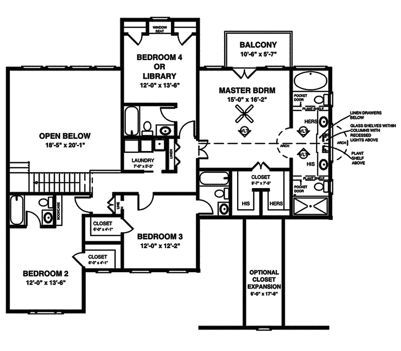 Southern House Plan Second Floor - Pruett Creek Southern Home 013D-0125 - Shop House Plans and More