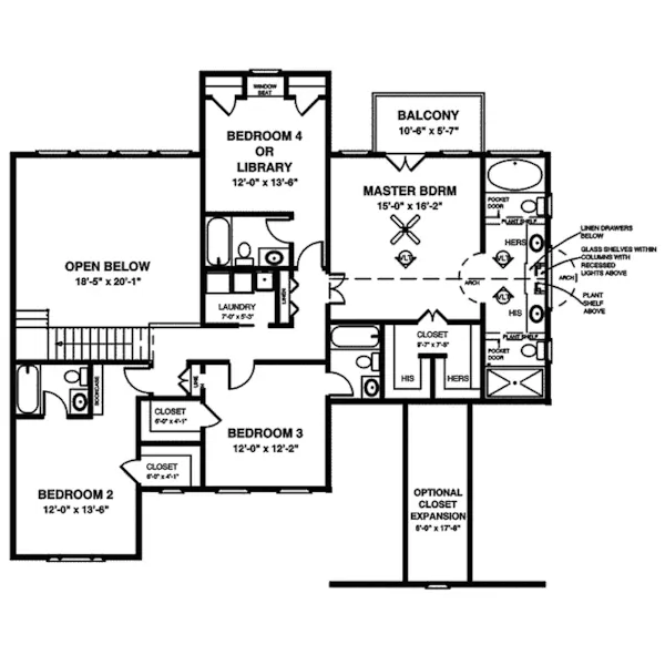 Traditional House Plan Second Floor - Pruett Creek Southern Home 013D-0125 - Shop House Plans and More