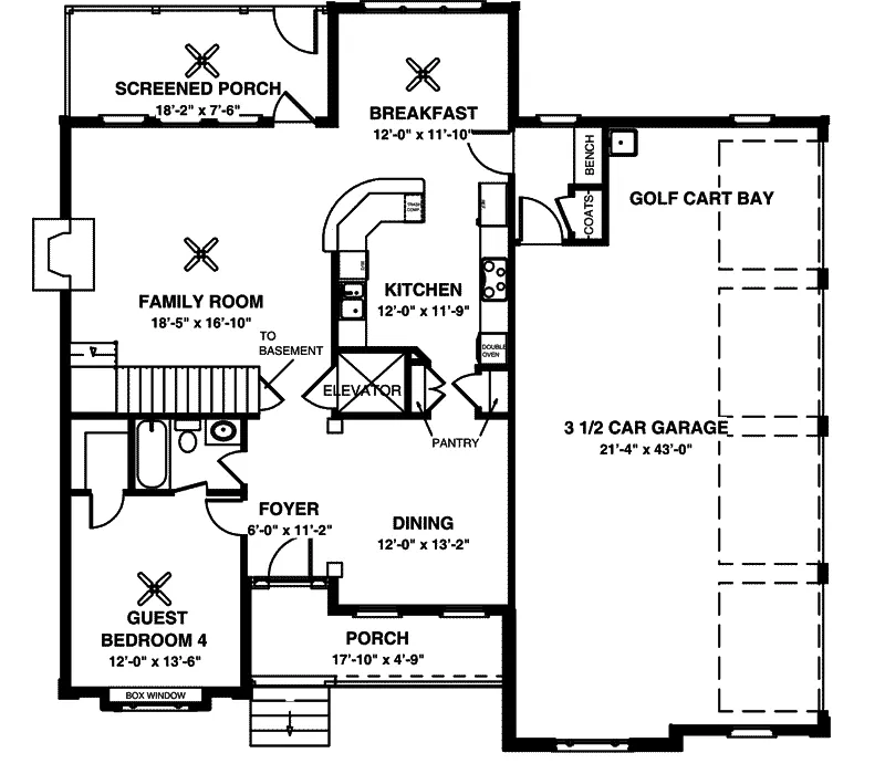 Craftsman House Plan First Floor - Englewood Traditional Home 013D-0128 - Search House Plans and More