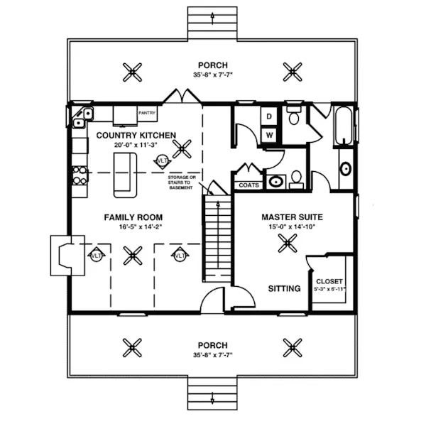 Country House Plan First Floor - Sapelo Southern Bungalow Home 013D-0129 - Shop House Plans and More