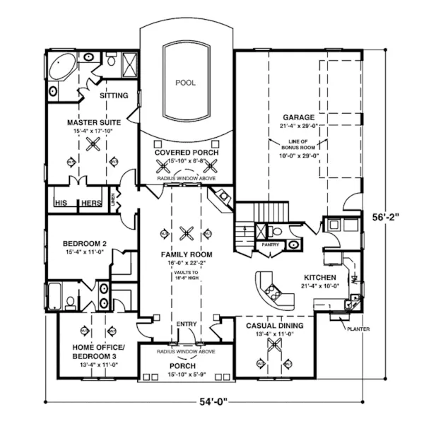 Arts & Crafts House Plan First Floor - Crandall Cliff One-Story Home 013D-0130 - Search House Plans and More