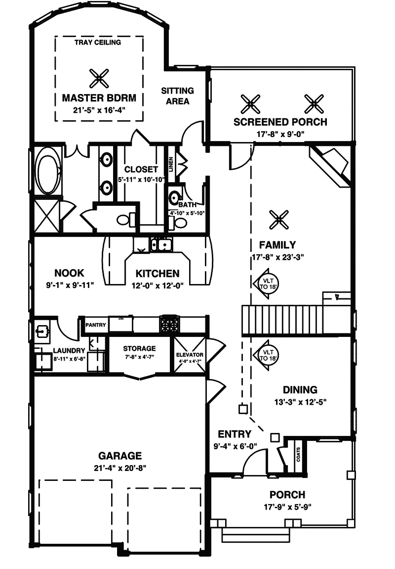 Tudor House Plan First Floor - Baldwin Narrow Lot Home 013D-0132 - Search House Plans and More