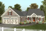 Charming Ranch Home With Covered Porch And Garage Door Trim Detail