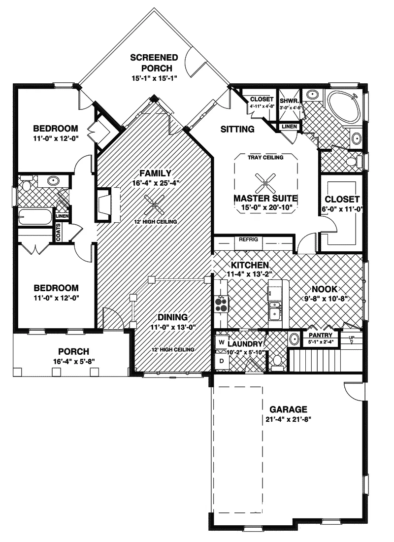Traditional House Plan First Floor - Bowman Park Ranch Home 013D-0135 - Search House Plans and More