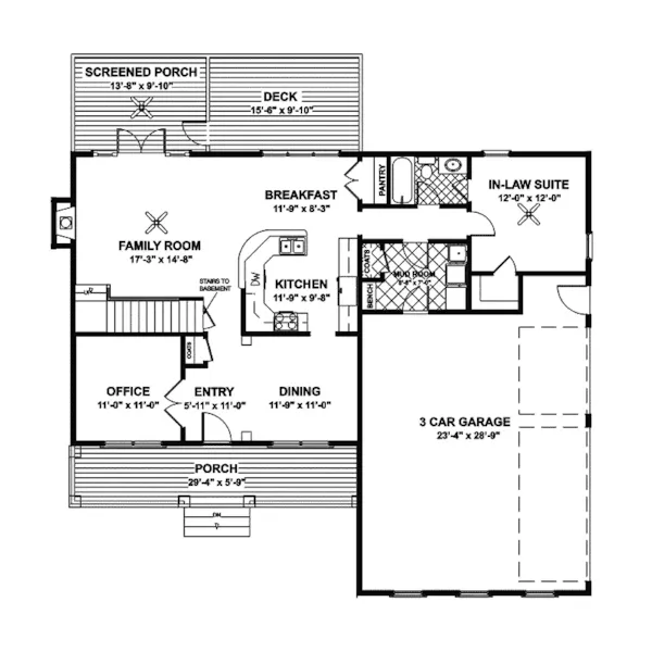 Southern House Plan First Floor - Bostwick Traditional Home 013D-0139 - Search House Plans and More