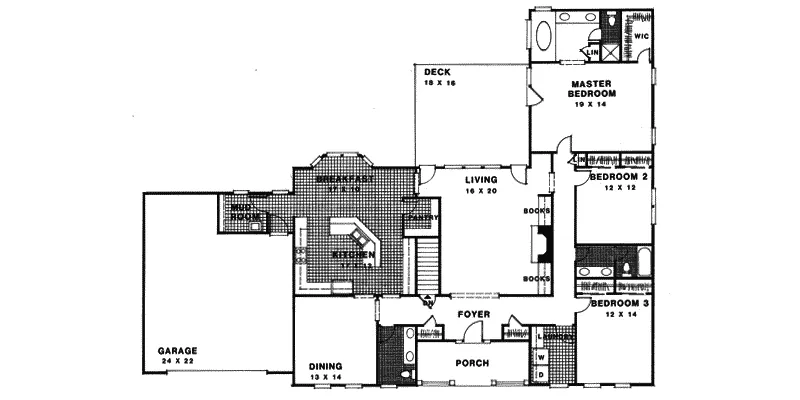 Traditional House Plan First Floor - Buffington Ranch Home 013D-0140 - Search House Plans and More