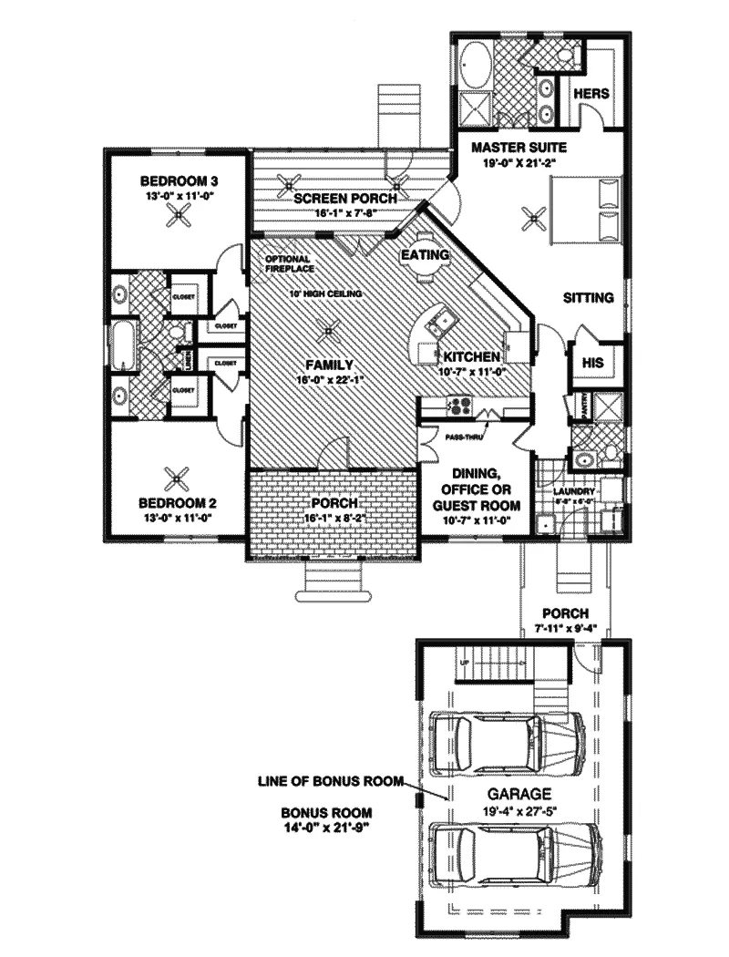 Country House Plan First Floor - Auburn Craftsman Home 013D-0148 - Search House Plans and More