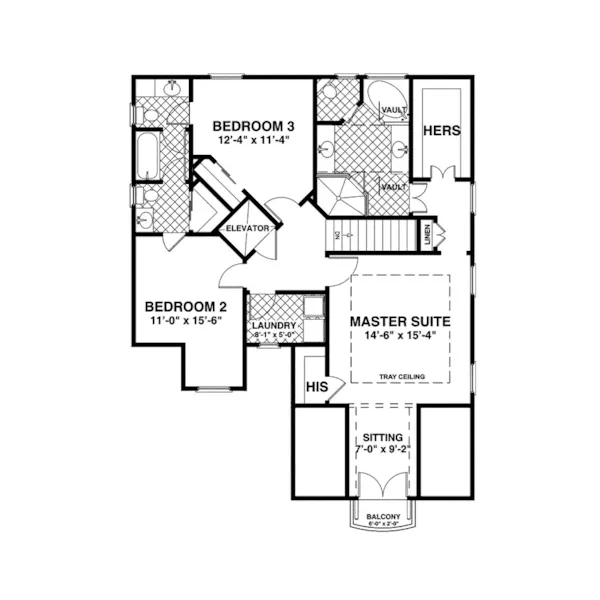 Arts & Crafts House Plan Second Floor - Newborn Luxury Home 013D-0149 - Shop House Plans and More