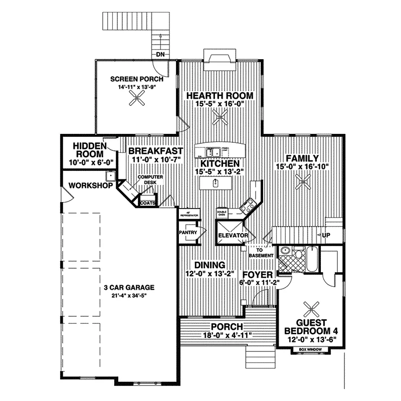 Country French House Plan First Floor - Doraville Country French Home 013D-0153 - Search House Plans and More