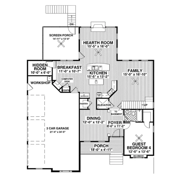 Country French House Plan First Floor - Doraville Country French Home 013D-0153 - Search House Plans and More