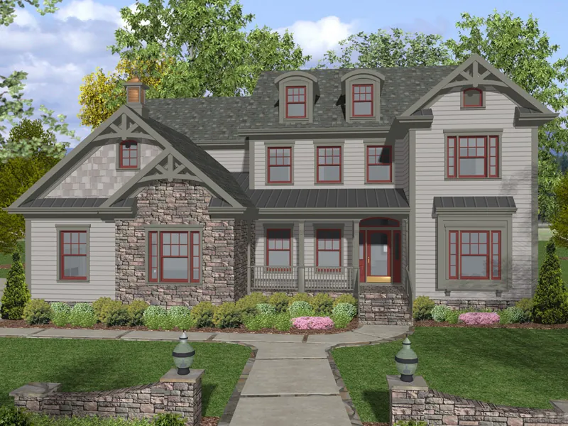 Country Style Craftsman Home With Stone And Shingle Accents