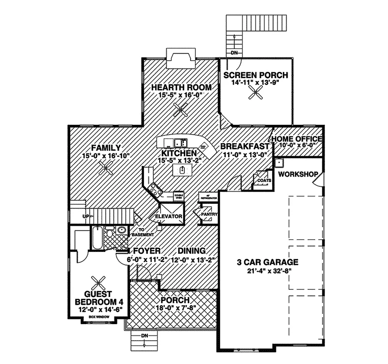 European House Plan First Floor - Dawson Pass Craftsman Home 013D-0158 - Search House Plans and More