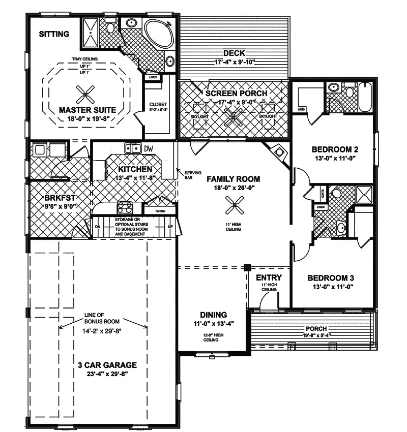 Ranch House Plan First Floor - Buchanan European Ranch Home 013D-0160 - Search House Plans and More