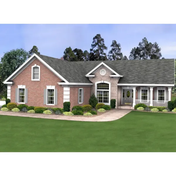 Home With A Charming Covered Porch And Corner Quoins