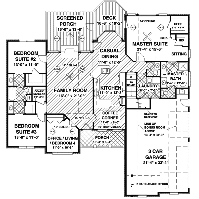 Traditional House Plan First Floor - Sonora Creek Ranch Home 013D-0165 - Shop House Plans and More