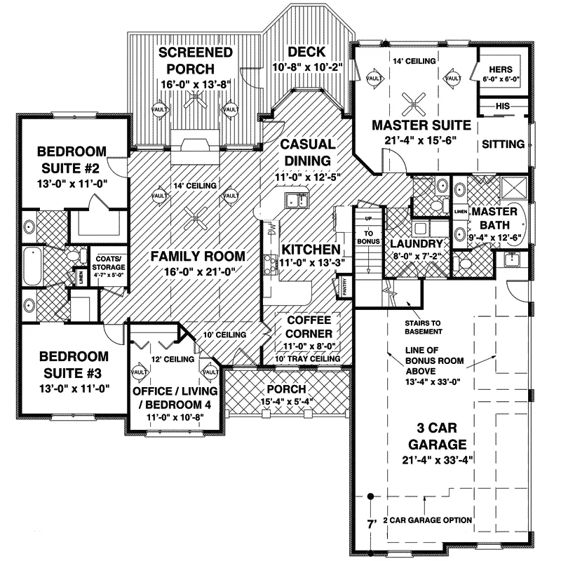 Ranch House Plan First Floor - Eisenhower Ranch Home 013D-0166 - Search House Plans and More