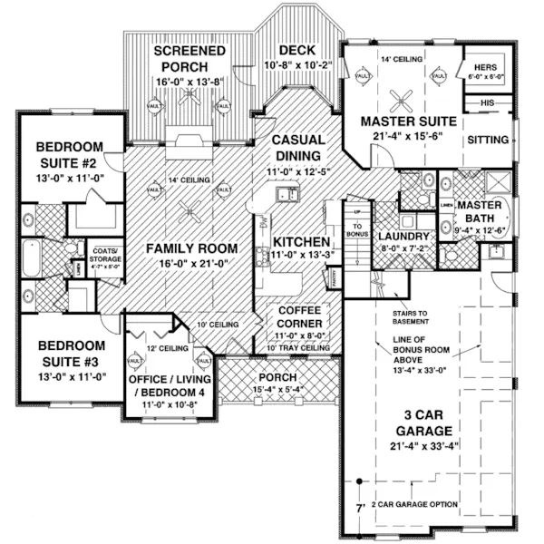 Ranch House Plan First Floor - Eisenhower Ranch Home 013D-0166 - Search House Plans and More