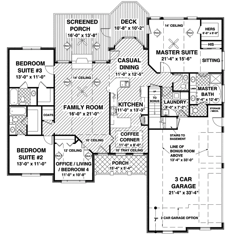 Ranch House Plan First Floor - Flatrock Hill Ranch Home 013D-0167 - Search House Plans and More