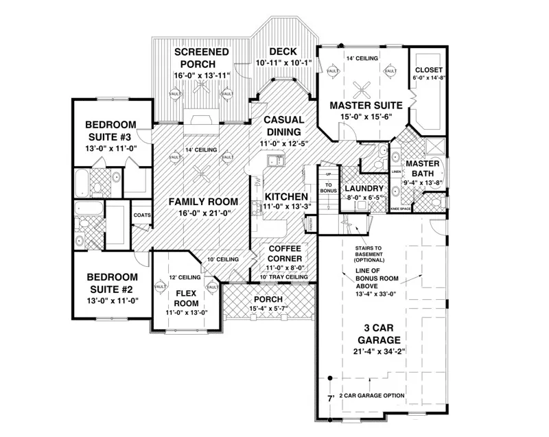 Craftsman House Plan First Floor - Craftsman Ranch Home 013D-0169 - Shop House Plans and More