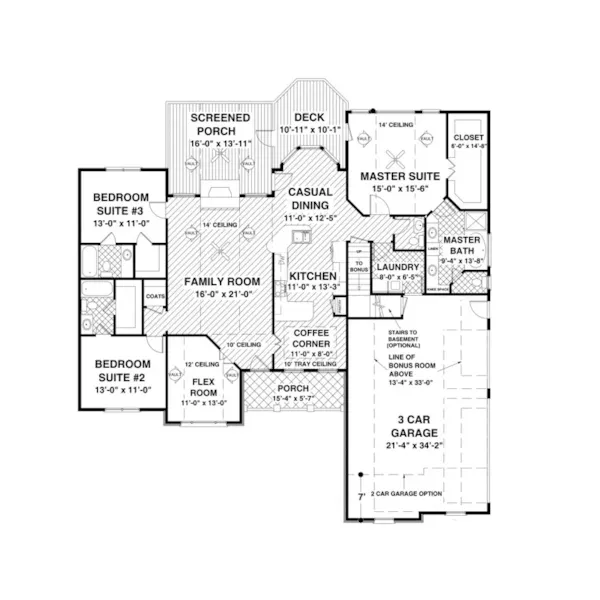 Traditional House Plan First Floor - Craftsman Ranch Home 013D-0169 - Shop House Plans and More