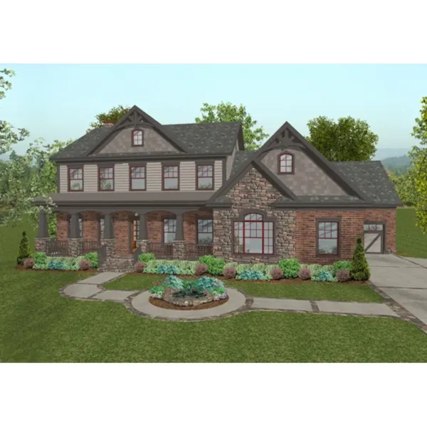 Craftsman House Plan Front of Home - Spring Canyon Craftsman Home 013D-0172 - Shop House Plans and More