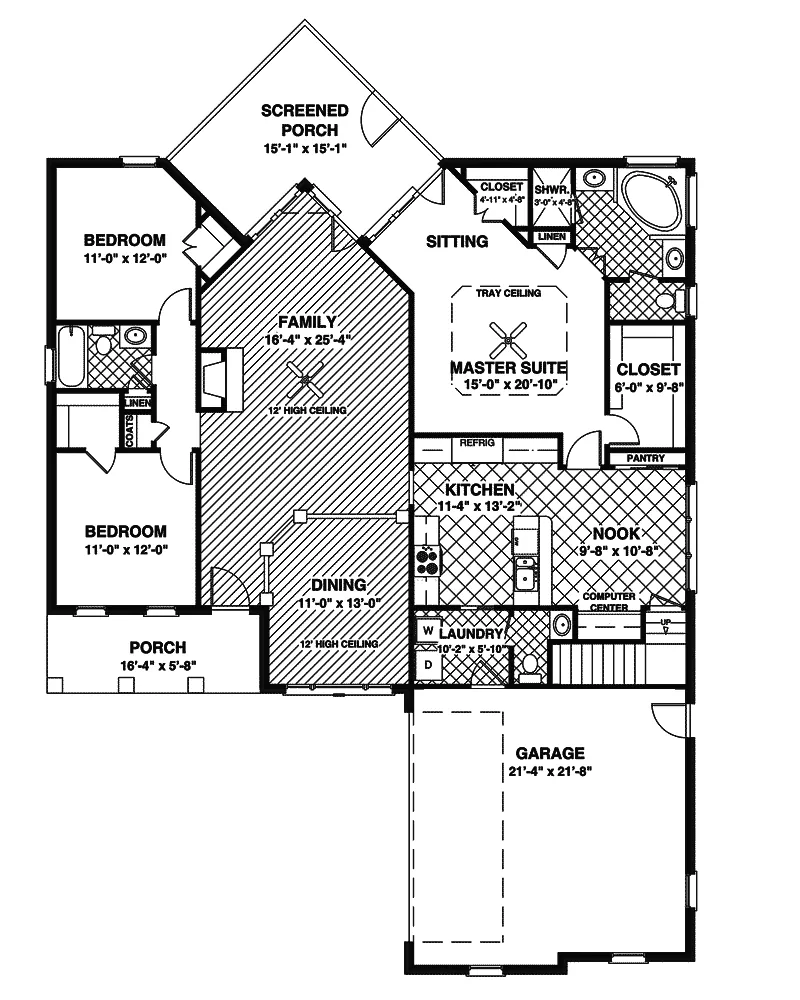 Ranch House Plan First Floor - Haleburg Traditional Home 013D-0174 - Search House Plans and More