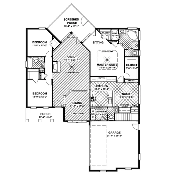 Ranch House Plan First Floor - Haleburg Traditional Home 013D-0174 - Search House Plans and More