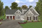 Stylish Craftsman Style  Home Design With Stone Accents And Side Entry Garage