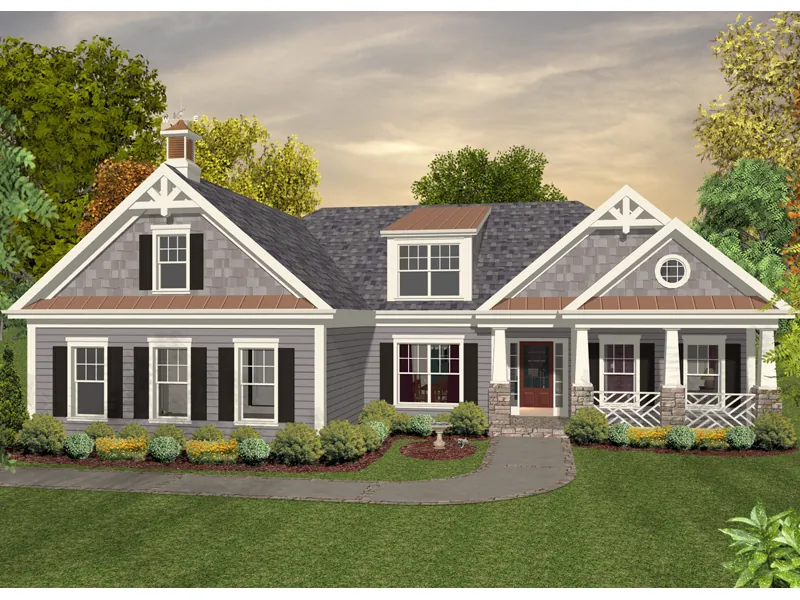 Ranch House Plan Front of Home - Kendrick Mill Craftsman Home 013D-0180 - Search House Plans and More