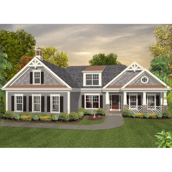 Traditional House Plan Front of Home - Kendrick Mill Craftsman Home 013D-0180 - Search House Plans and More