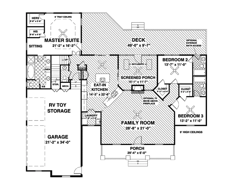 Traditional House Plan First Floor - Corinth Country Home 013D-0181 - Search House Plans and More