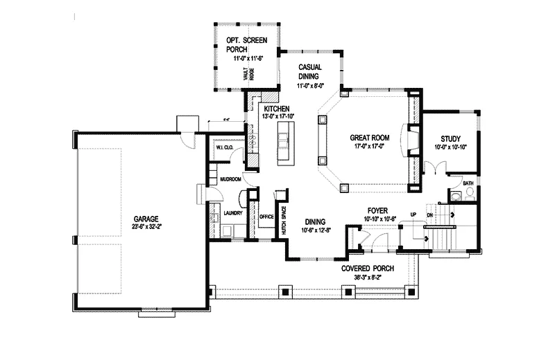 Arts & Crafts House Plan First Floor - Verona Grove Craftsman Home 013D-0188 - Shop House Plans and More