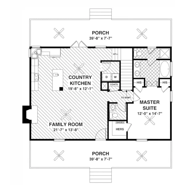 Country House Plan First Floor - Eunice Farm Country Home 013D-0199 - Search House Plans and More