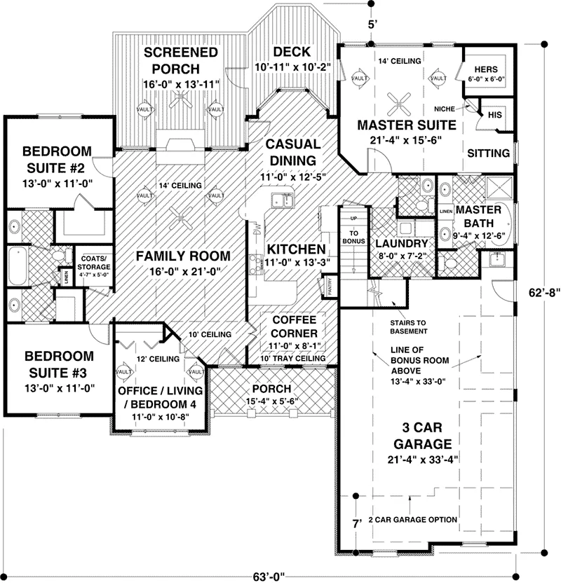 Farmhouse Plan First Floor - Dewberry Falls Ranch Home 013D-0202 - Search House Plans and More