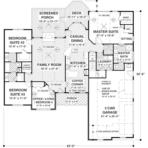 Craftsman House Plan First Floor - Dewberry Falls Ranch Home 013D-0202 - Search House Plans and More