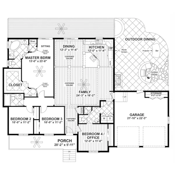 Ranch House Plan First Floor - Whitfield Lane Ranch Home 013D-0205 - Shop House Plans and More