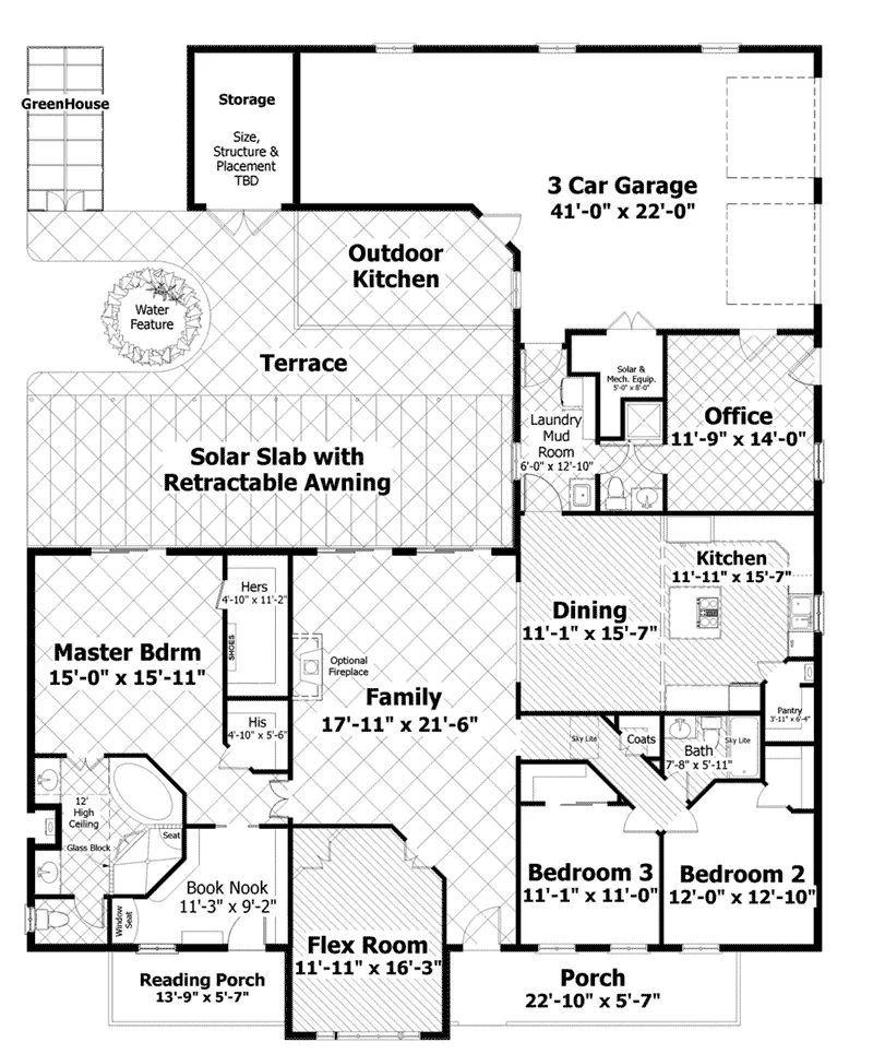 Southern House Plan First Floor - Dansby Country Ranch Home 013D-0206 - Search House Plans and More