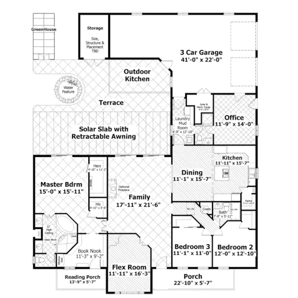 Shingle House Plan First Floor - Dansby Country Ranch Home 013D-0206 - Search House Plans and More