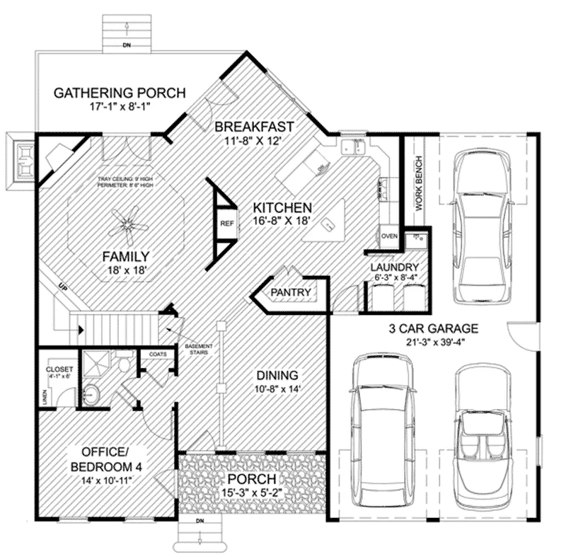 Craftsman House Plan First Floor - Doe Ridge Craftsman Home013D-0207 - Shop House Plans and More
