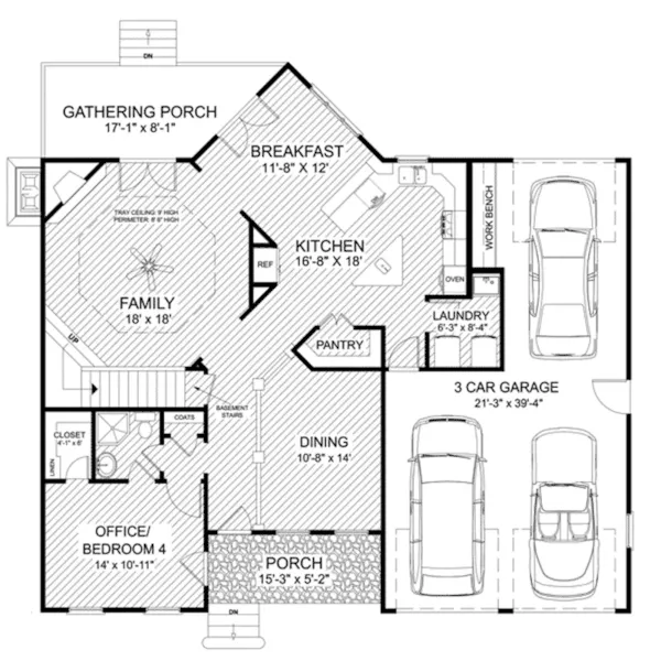 Country House Plan First Floor - Doe Ridge Craftsman Home013D-0207 - Shop House Plans and More