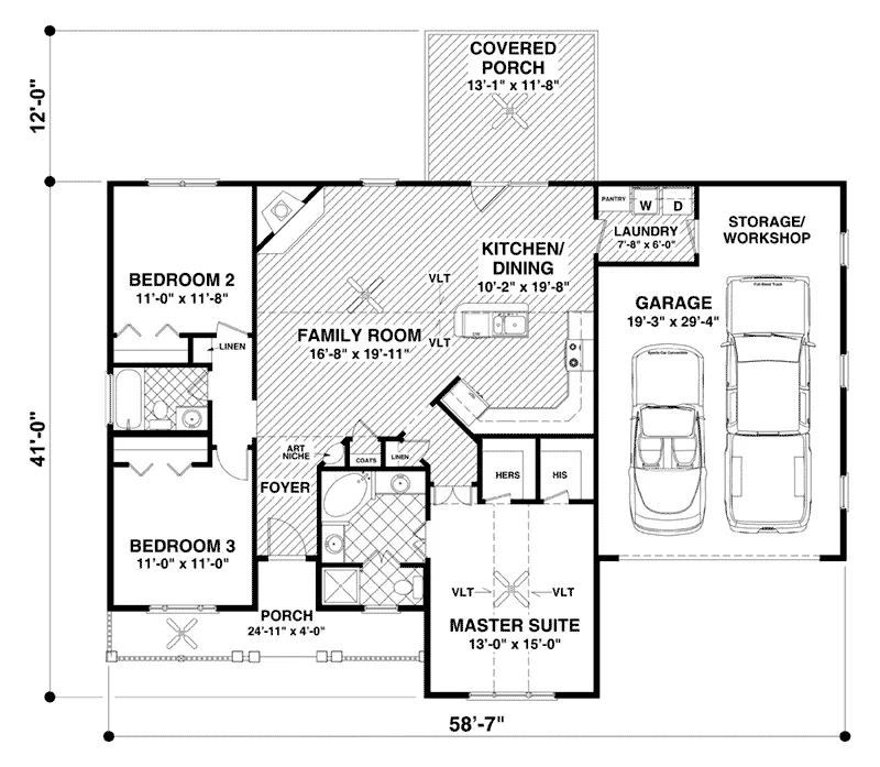 Traditional House Plan First Floor - Hutchinstone Ranch Home 013D-0209 - Shop House Plans and More