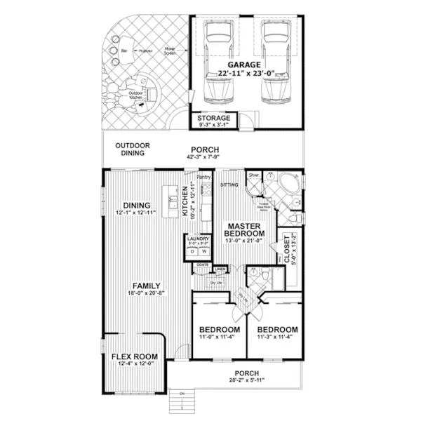 Country House Plan First Floor - Laughlin Run Craftsman Cottage 013D-0210 - Shop House Plans and More