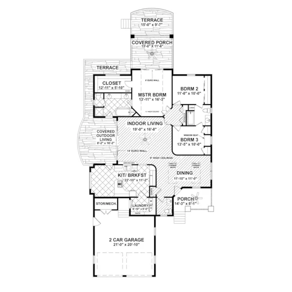 Country House Plan First Floor - Mulbery Country Home 013D-0211 - Shop House Plans and More